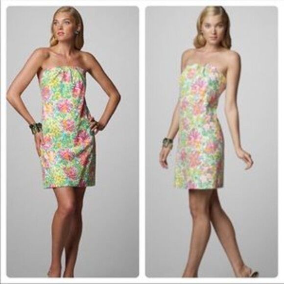 Lilly Pulitzer Dresses & Skirts - Lilly Pulitzer Keetan Strapless Silk Dress Size 4 Classic White Little Lilet